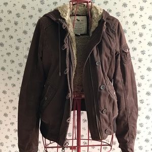 SOLD Abercrombie & Fitch lined brown hooded jacket